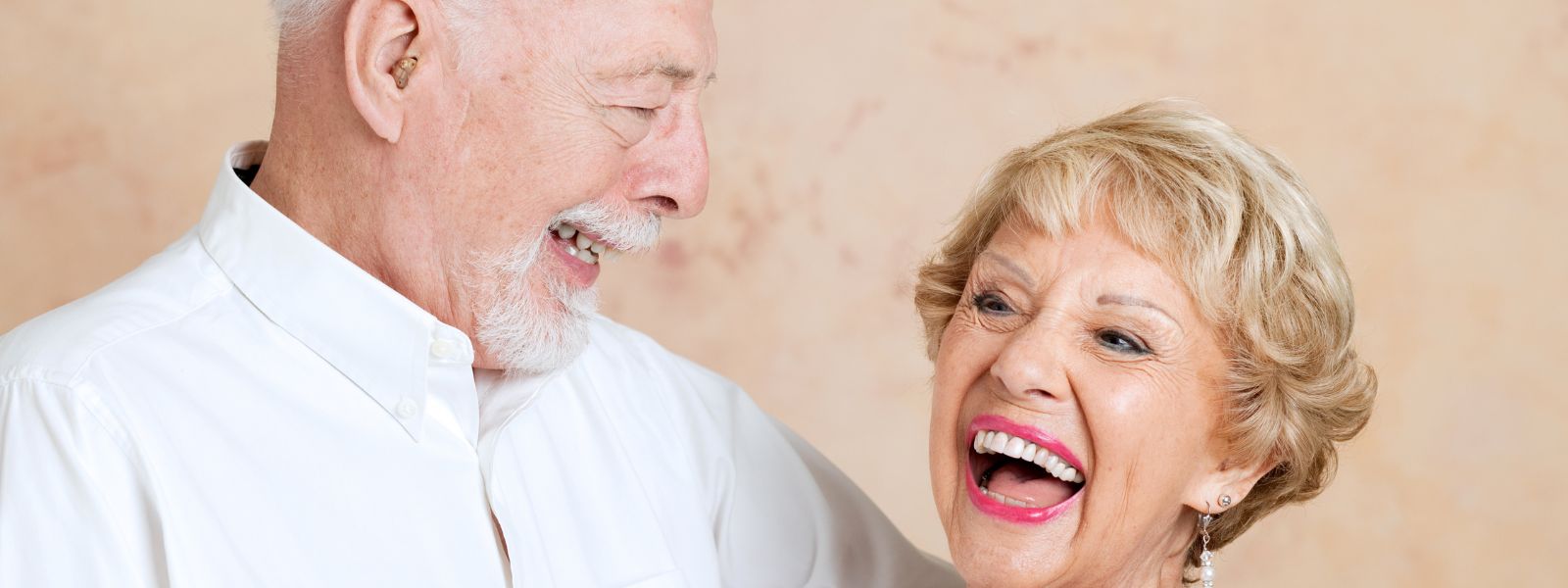 Loving elderly couple smiling happy